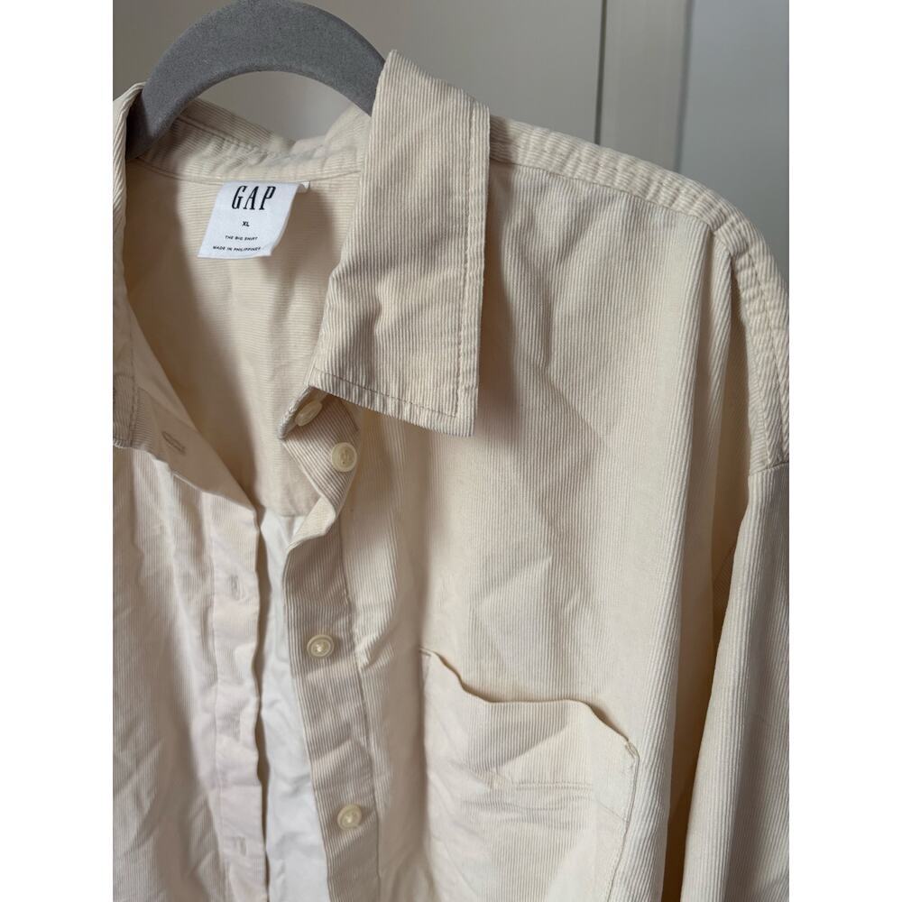 GAP The Big Shirt XL Cream Corduroy Button Up Oversized 100% Cotton Shirt - Picture 7 of 9